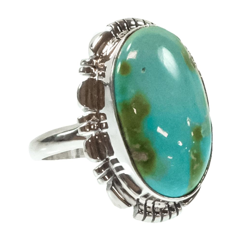 STT Native American Navajo Sterling Silver Sonora Gold Turquoise Ring