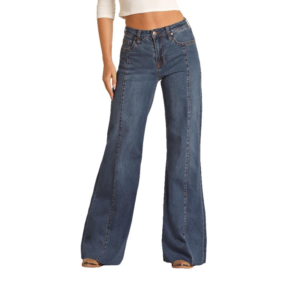 Rock & Roll Cowboy Palazzo Flare Women's High Rise Jeans