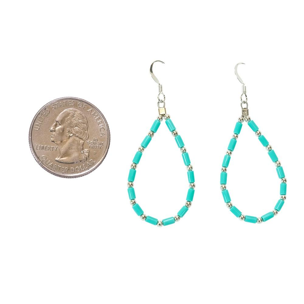 Turquoise and Silver Drop Style Earrings