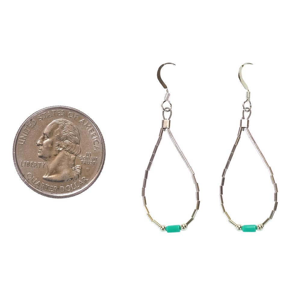 Turquoise and Silver Dainty Drop Earrings