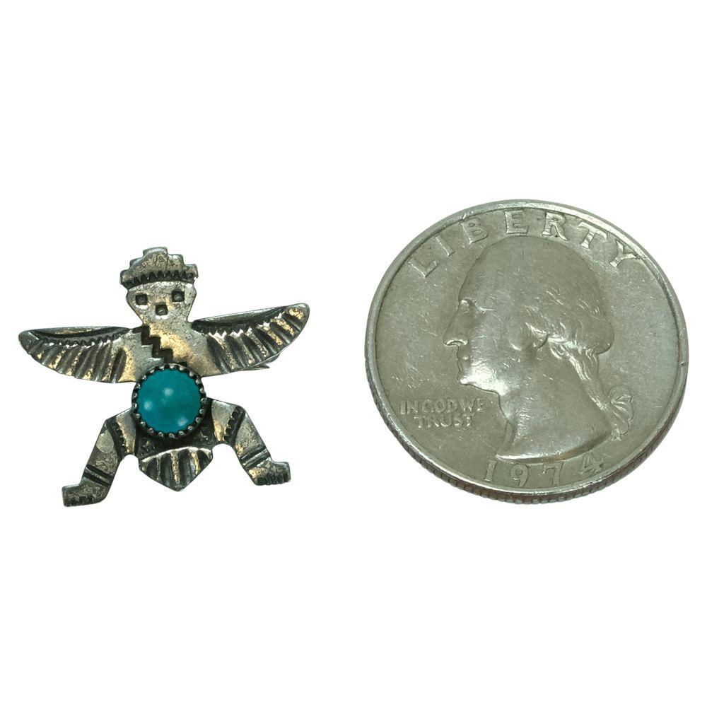 Vintage Turquoise and Silver Zuni Knife Wing Pin