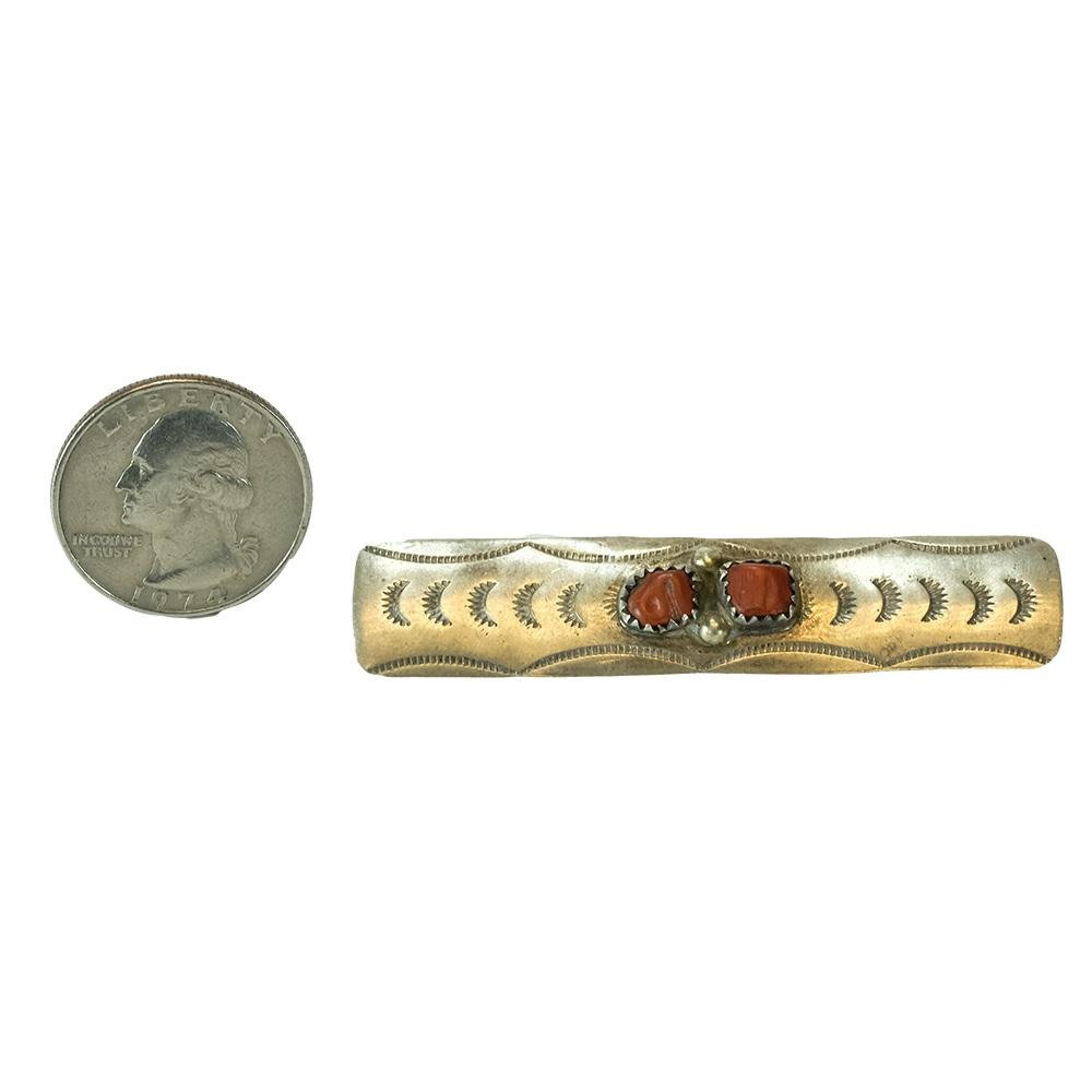 Vintage Sterling Silver and Coral Hat Pin