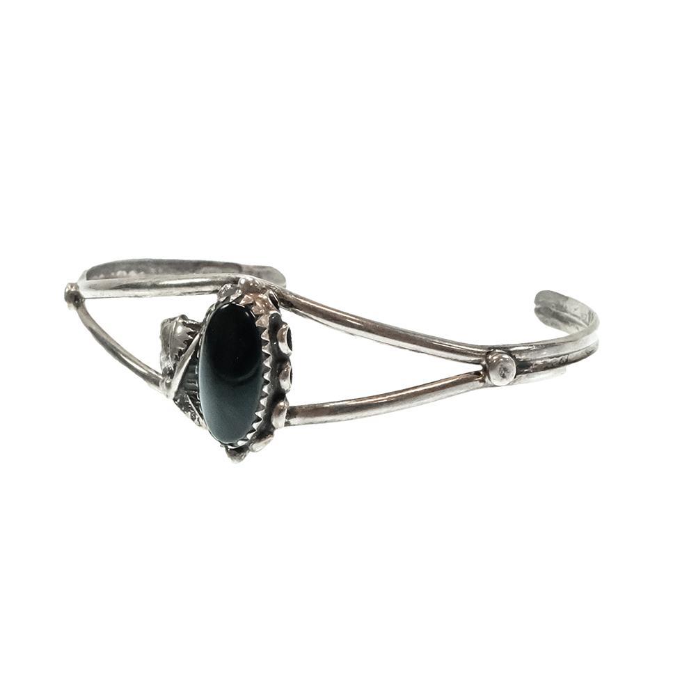 South Texas Tack Vintage Silver Cuff With Black Onyx