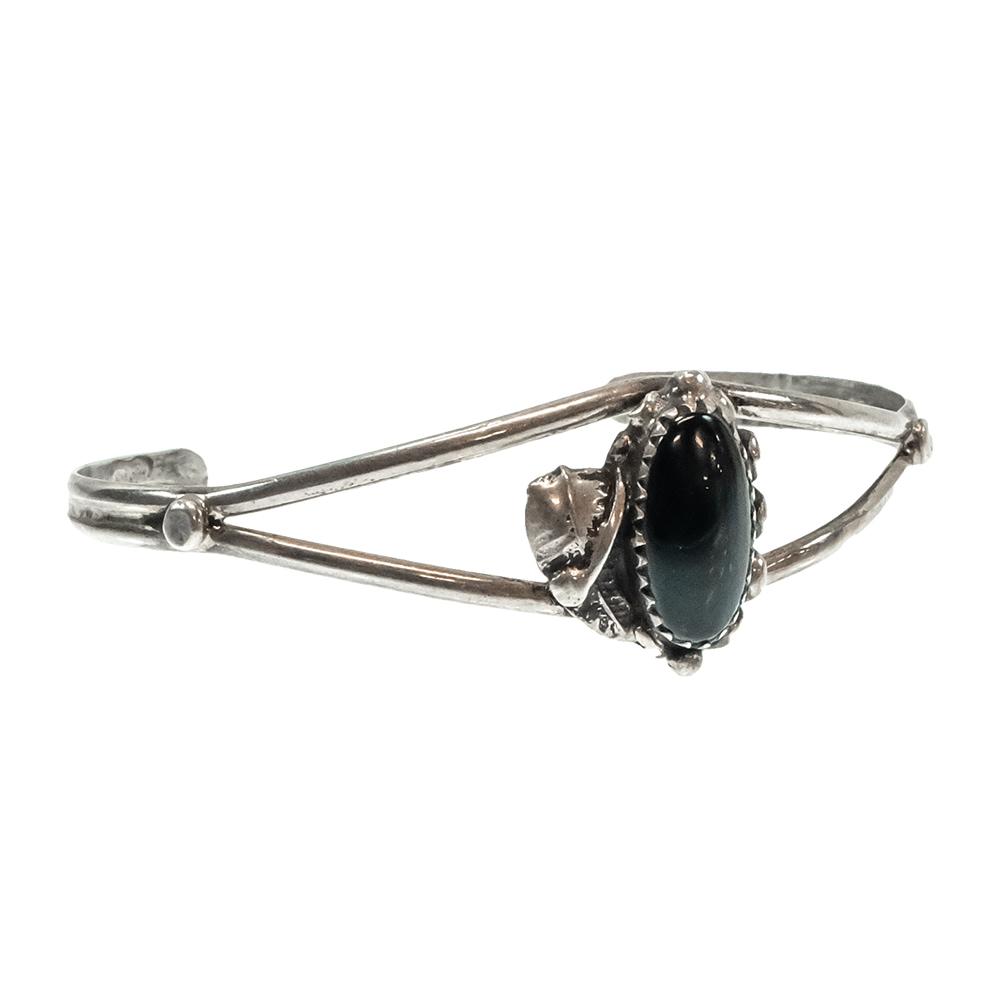 South Texas Tack Vintage Silver Cuff With Black Onyx