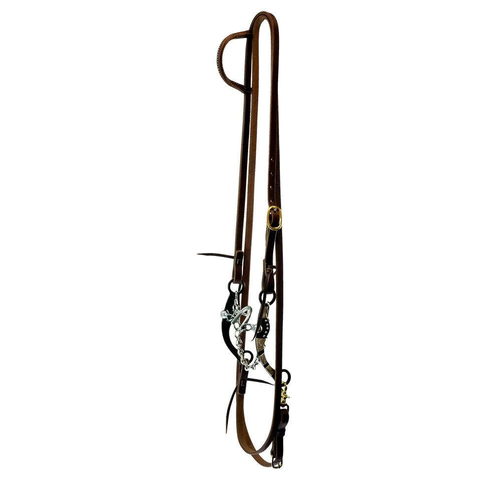 STT Roping Rein Slide Ear Bridle Set with Chain Port Bit with 7" Silver Mounted Shanks