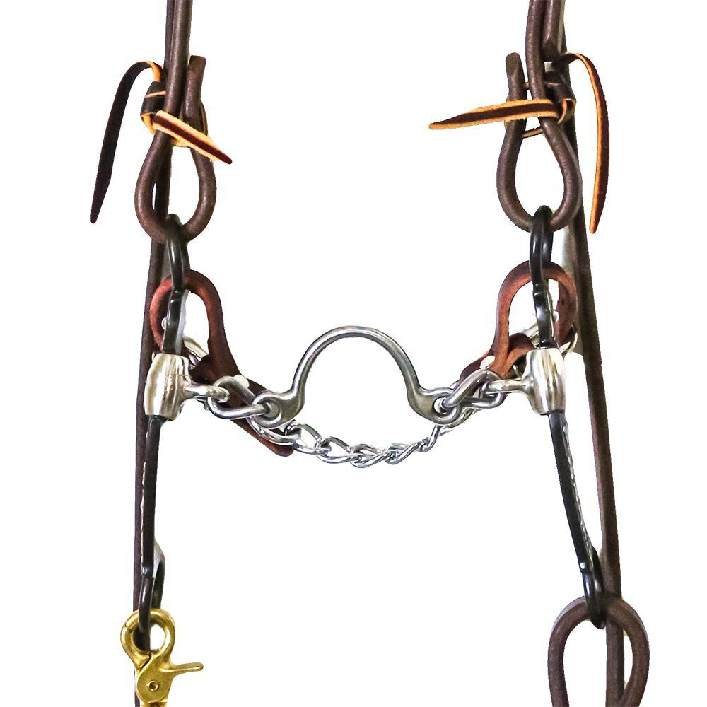 STT Bridle Set with Metalab Floral Ported Chain Bit with Roping Reins