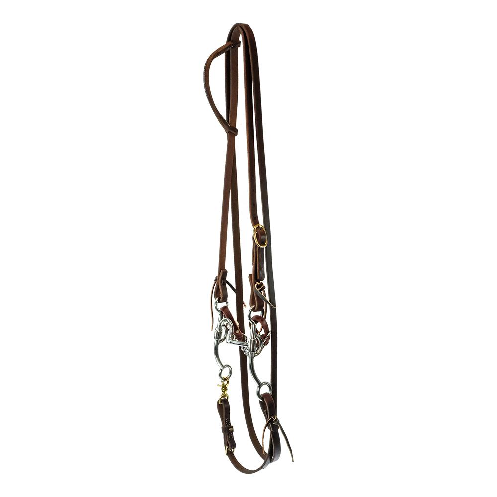 STT Roping Rein Slide Ear Headstall Bridle Set with STT Medium Shank Correction Bit