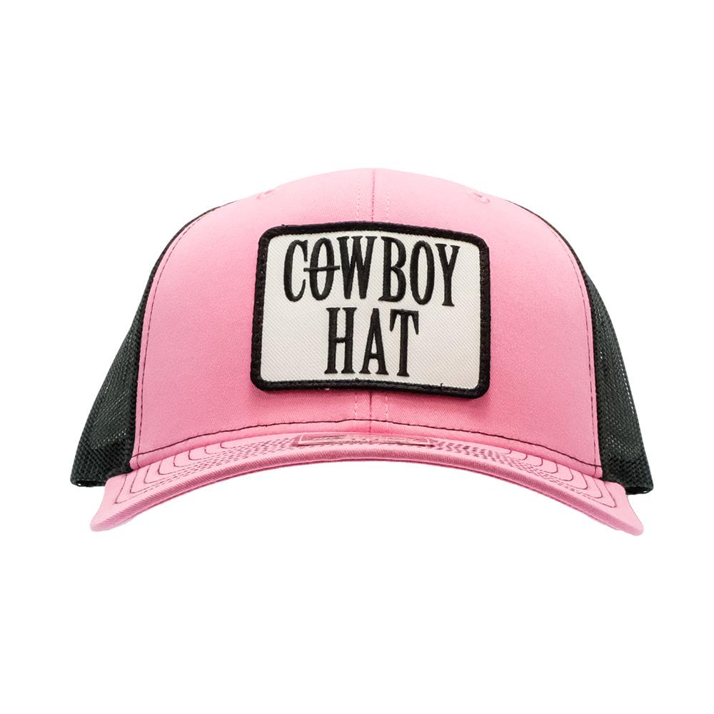 STT Hot Pink And Black Cowboy Hat Patch Trucker Cap