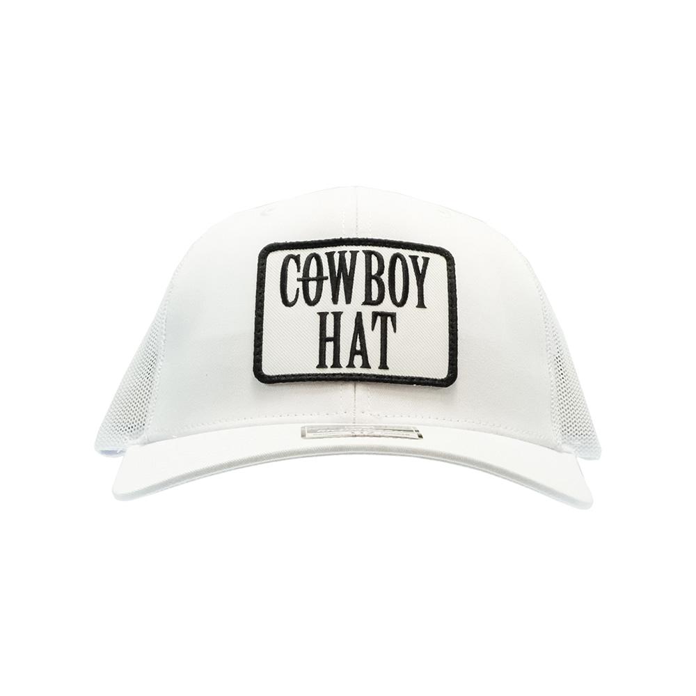 STT White Cowboy Hat Patch Trucker Cap