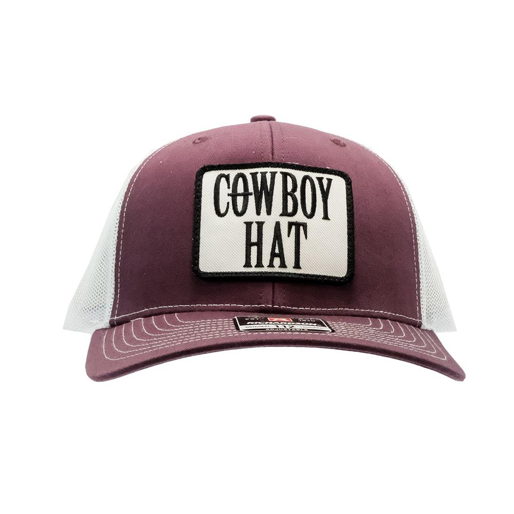 STT Maroon And White Cowboy Hat Patch Trucker Cap