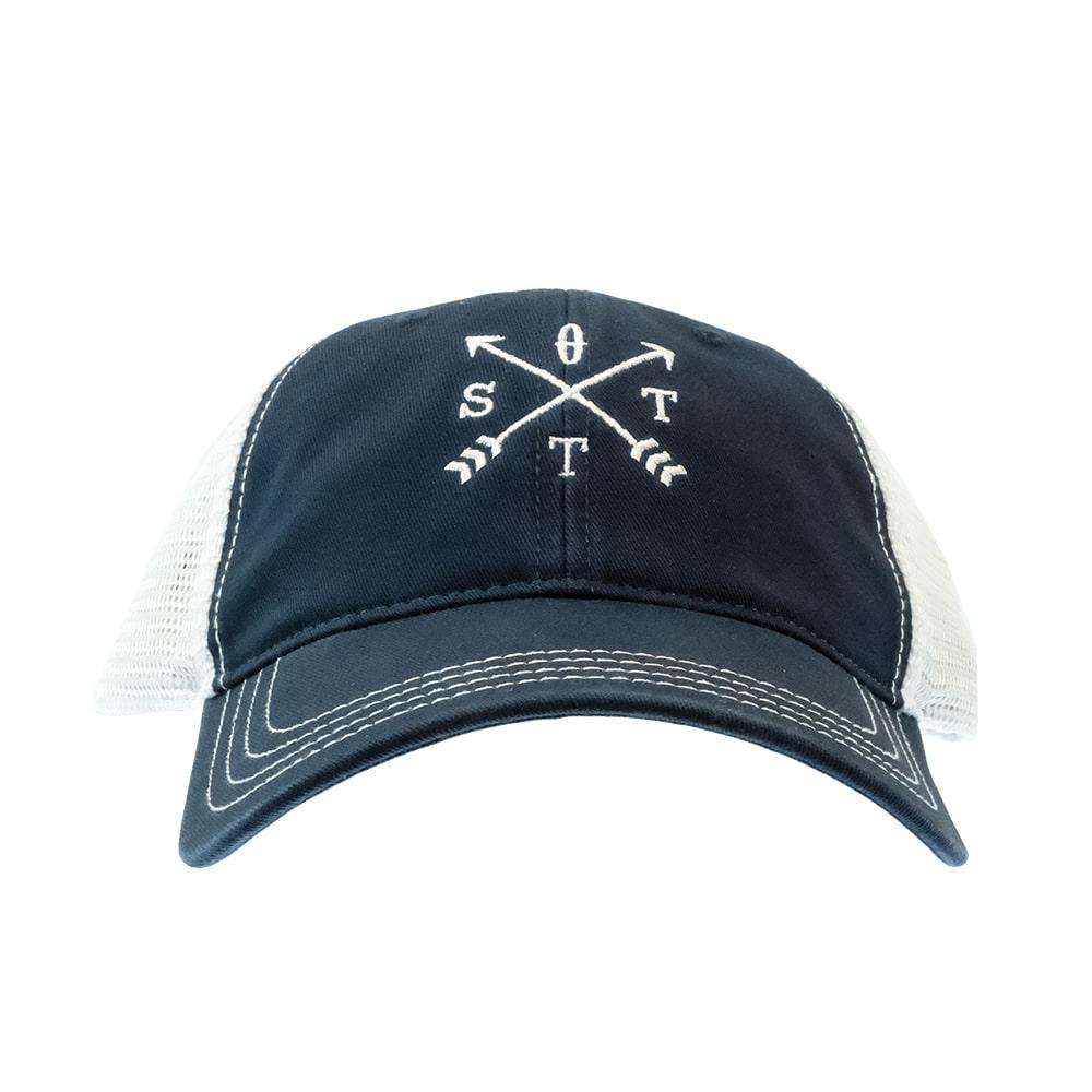 STT Embroidered Compass Navy and White Meshback Cap