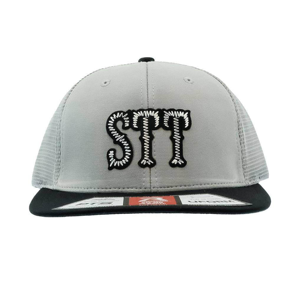 STT Embroidered Logo Grey and Black Meshback Flat Brim Cap