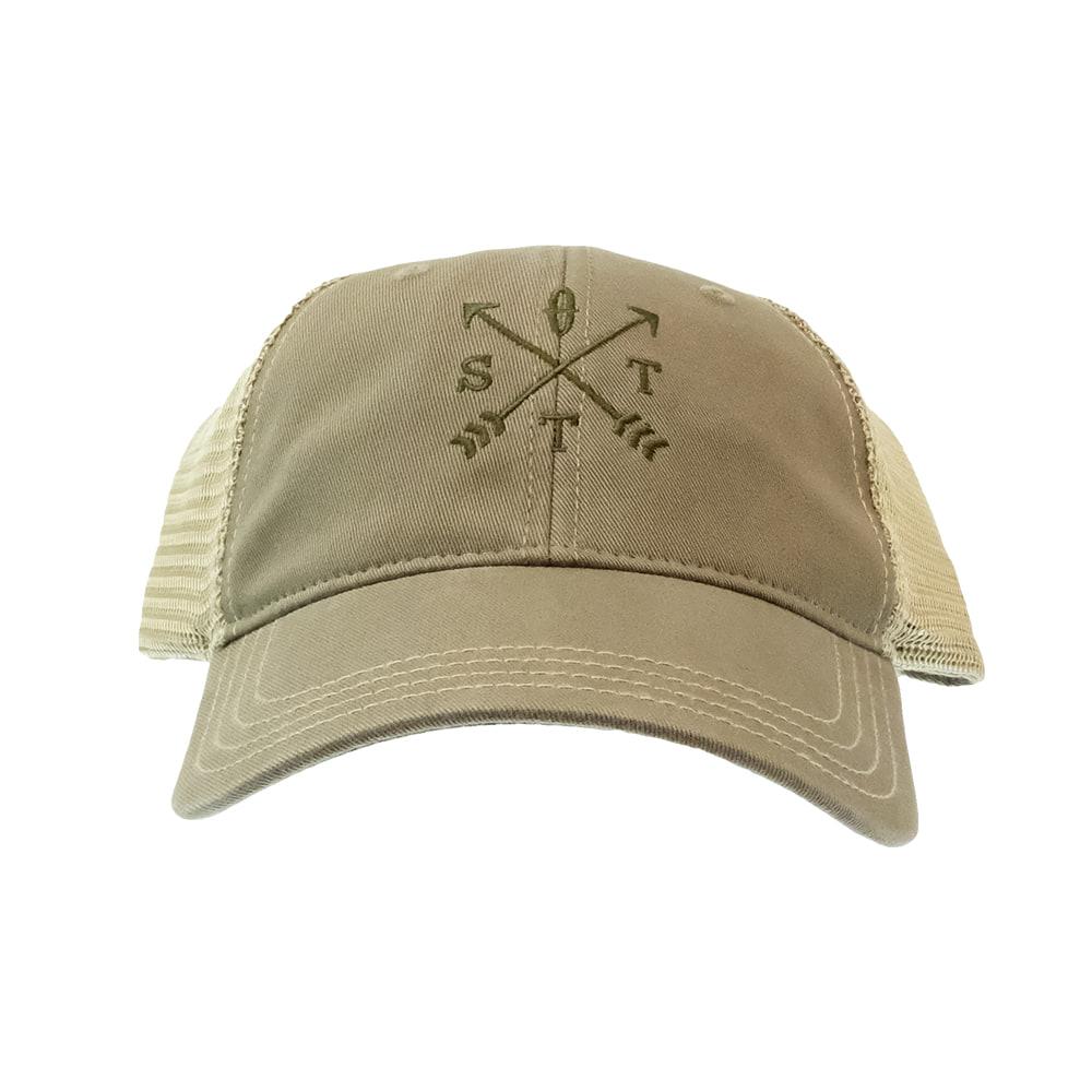 STT Embroidered Compass Brown Khaki Meshback Cap