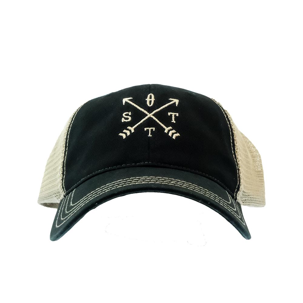 STT Embroidered Compass Black and Tan Meshback Cap