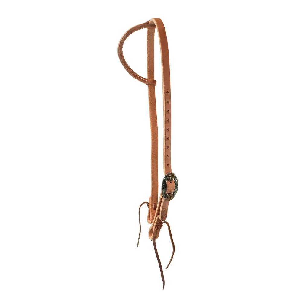 STT Saddle Shop Single Buckle Slide Ear with Copper Silver Oval Cart Buckle Headstall