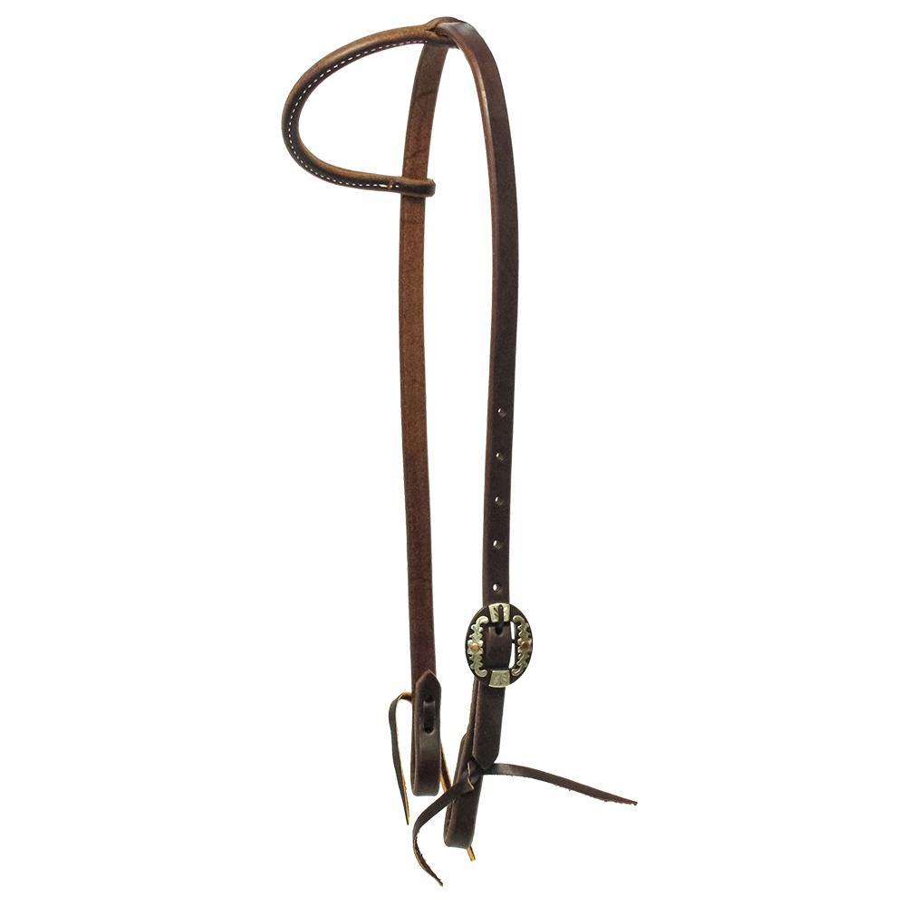 STT Slide Ear Oiled Headstall with Single Floral Buckle 5/8"