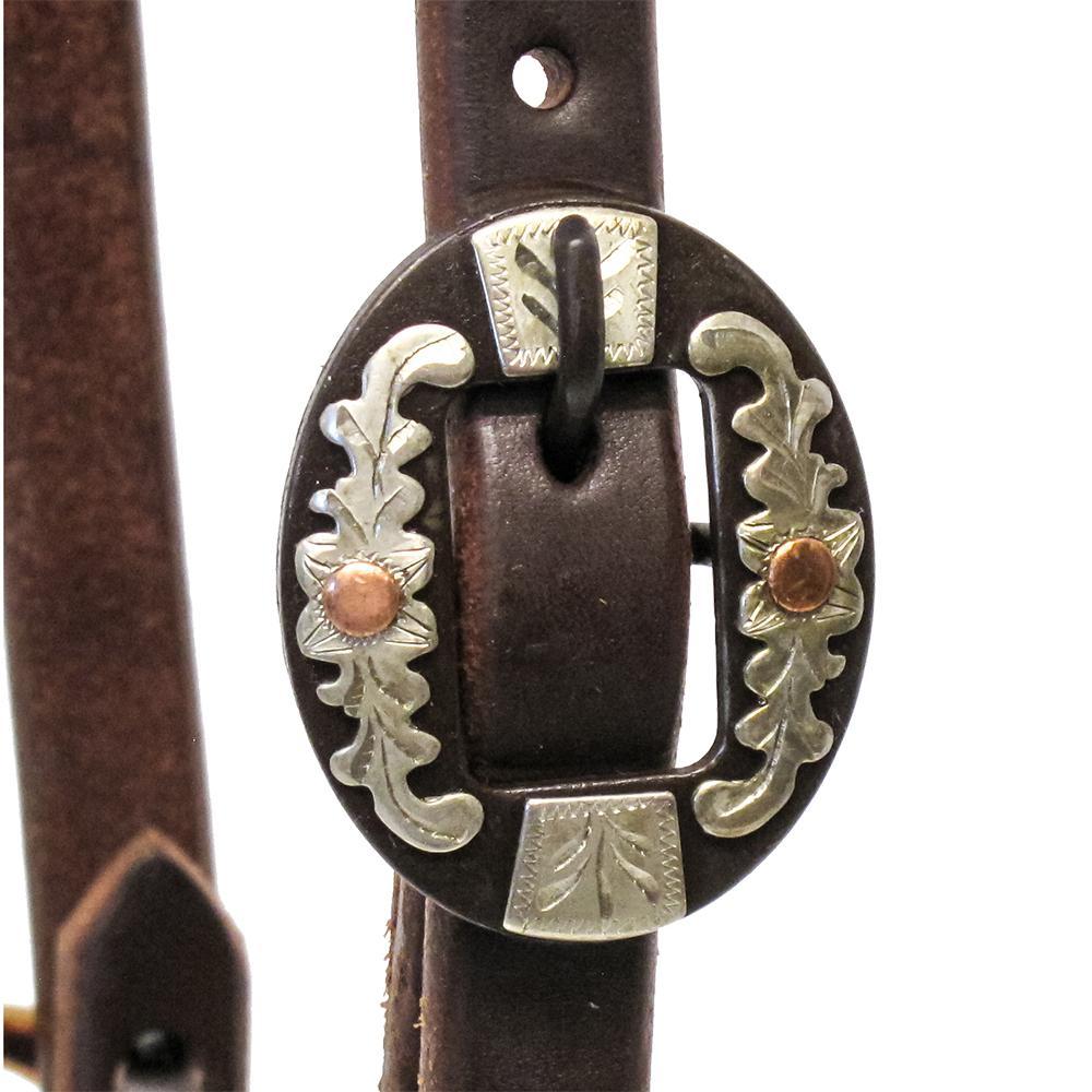 STT Slide Ear Oiled Headstall with Single Floral Buckle 5/8"