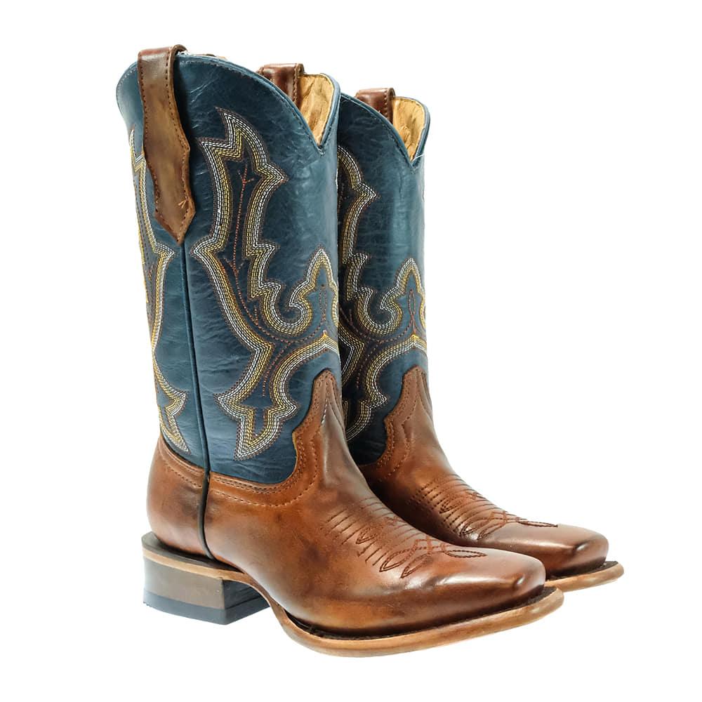 Corral Teen Boy's Honey Navy Embroidery Boots