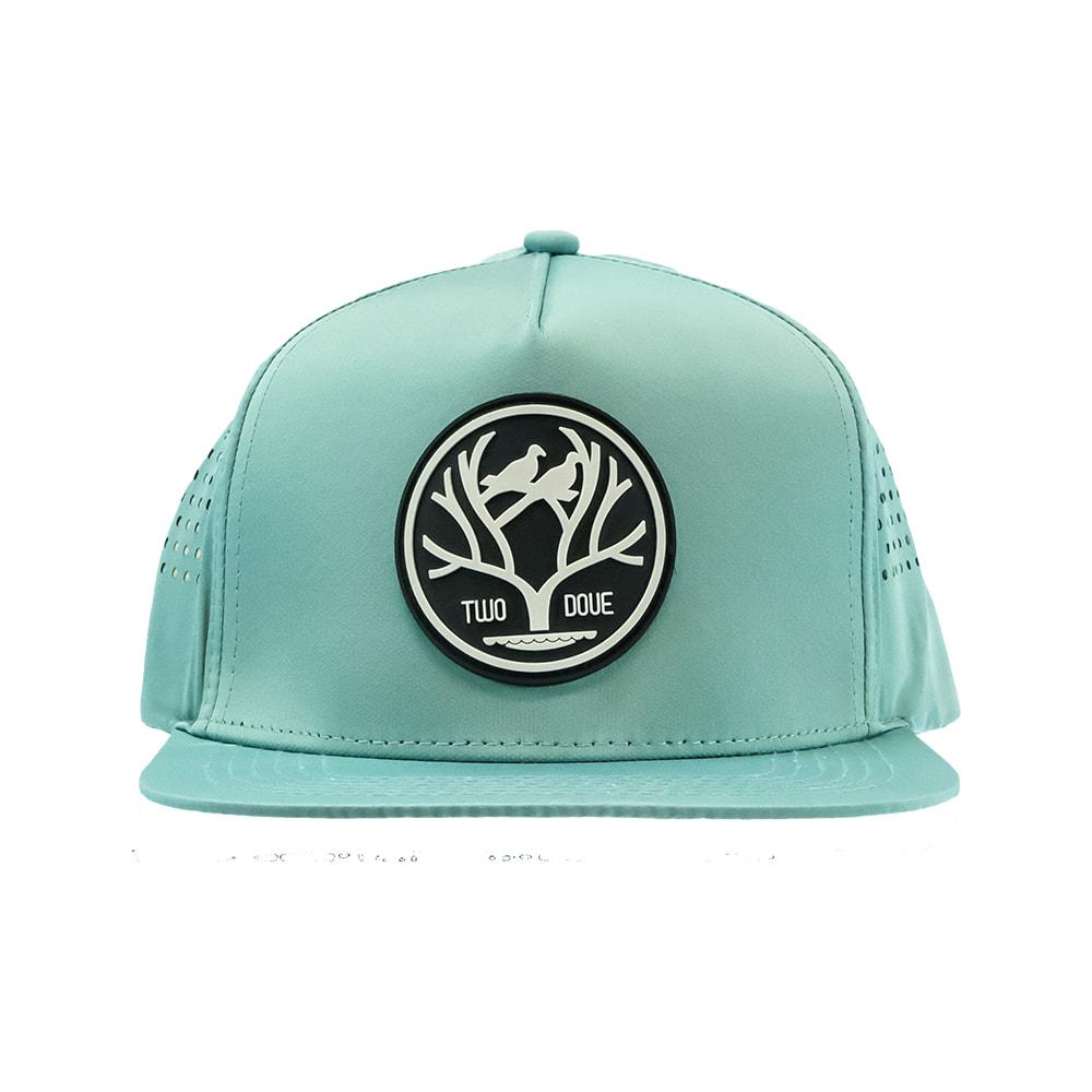 Two Dove Turquoise Perforated Nylon Outdoor Life Patch Cap