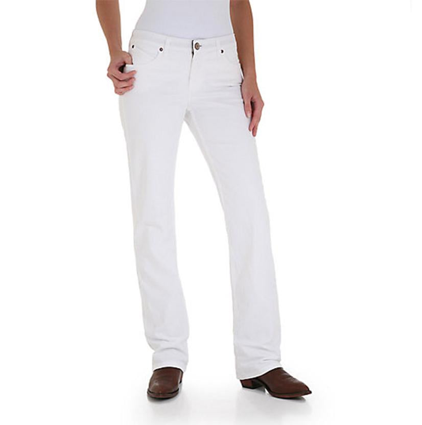 Wrangler Women's Q-Baby Mid-Rise White Boot Cut Jeans