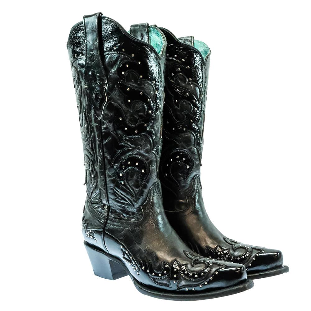 Corral All Black Embellished Snip Toe Women's Cowboy Boot