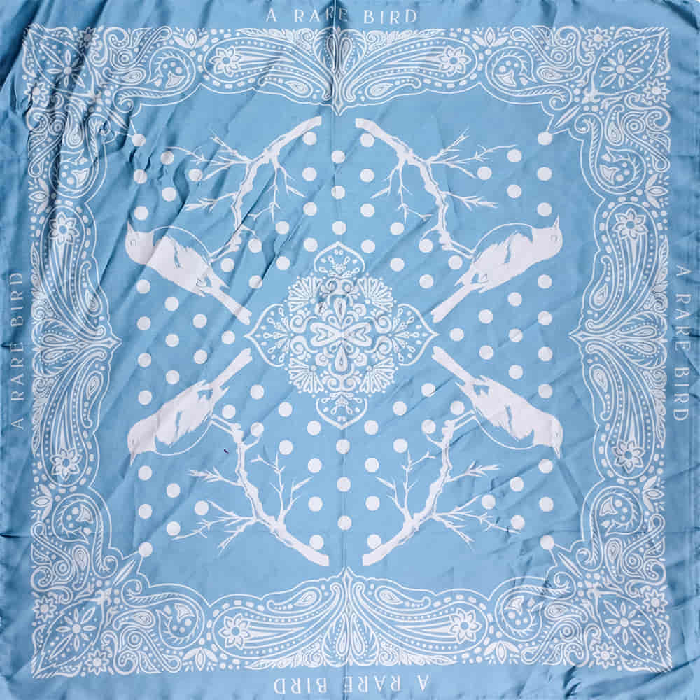 A Rare Bird Apparel Blue / 36"x36" A Rare Bird Pastel Blue Rare Bird Original Silk Rayon Wild Rag
