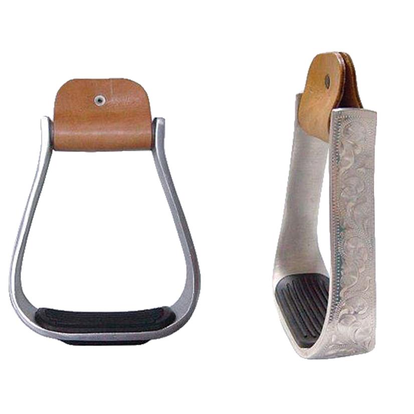 American Heritage Equine Tack Aluminum / 1" American Heritage Equine Light Weight Engraved Aluminum Barrel Stirrups