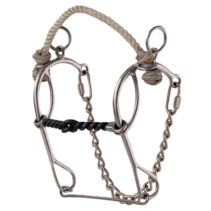American Heritage Equine Tack Stainless Steel / 5 1/4" American Heritage Equine Rope Noseband Combo Sweet Iron Twisted Wire Bit