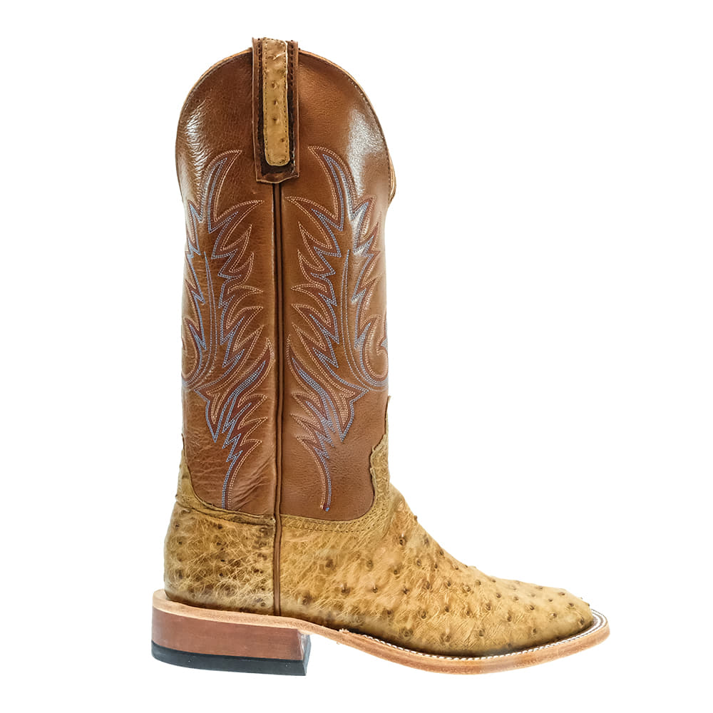 Anderson Bean Footwear Anderson Bean 13" Cognac Distressed Sand Full Quill Ostrich Men's Boot