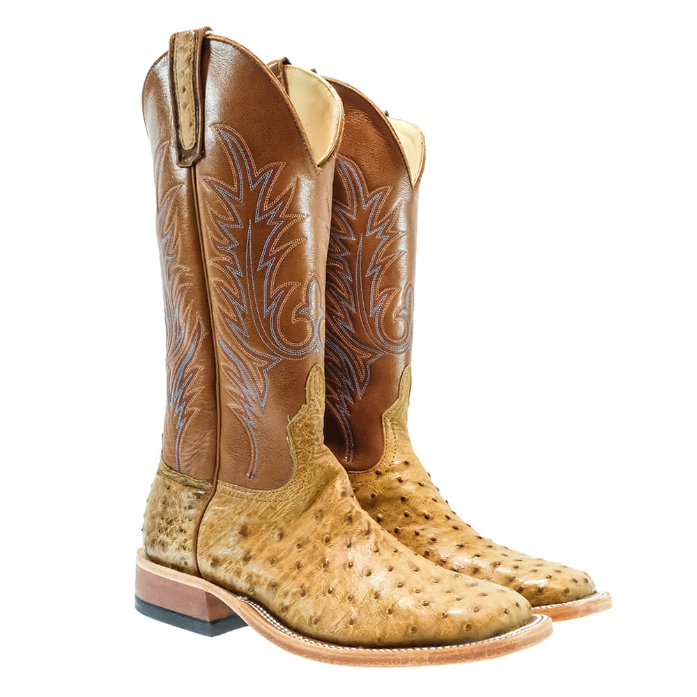 Anderson Bean Footwear Anderson Bean 13" Cognac Distressed Sand Full Quill Ostrich Men's Boot