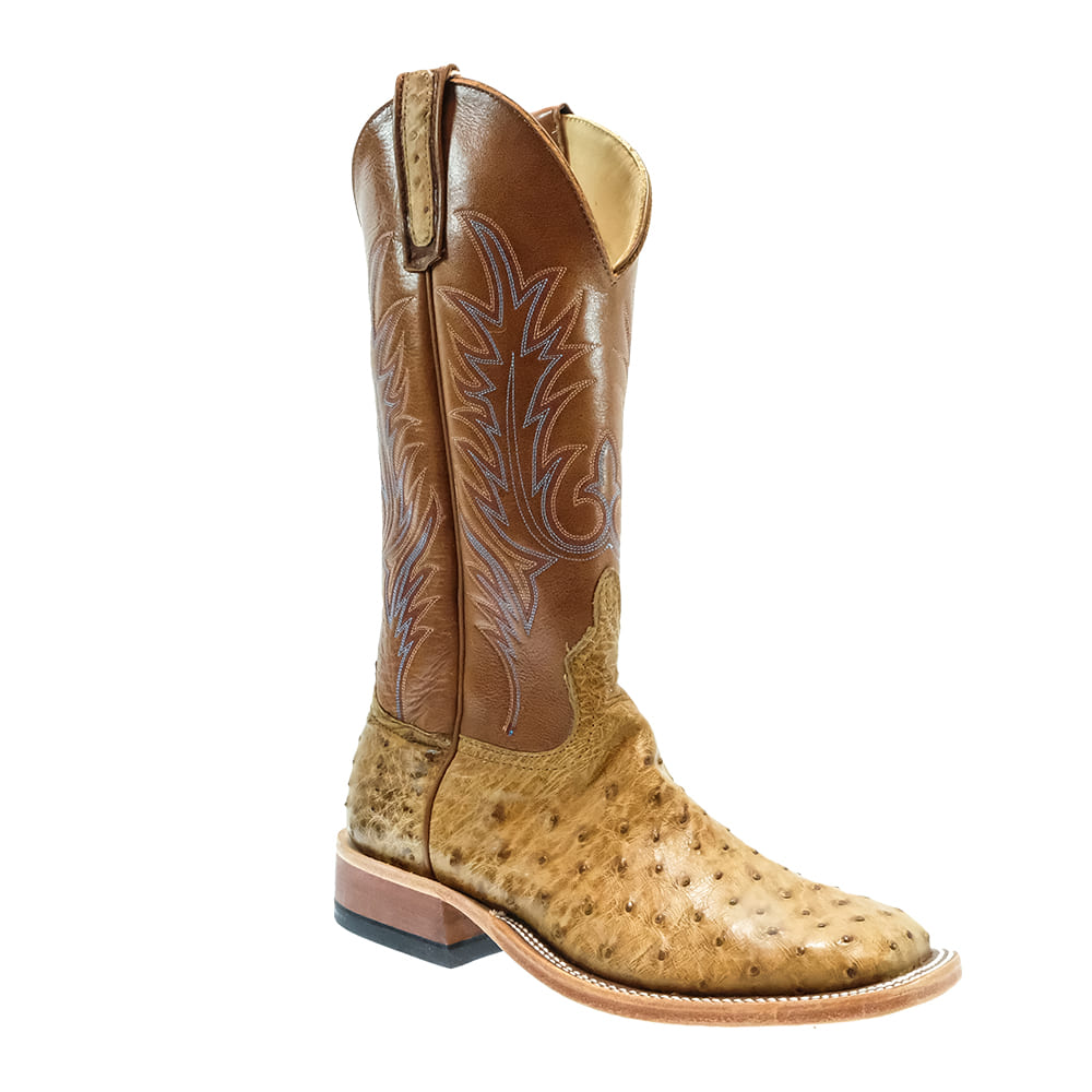 Anderson Bean Footwear Anderson Bean 13" Cognac Distressed Sand Full Quill Ostrich Men's Boot