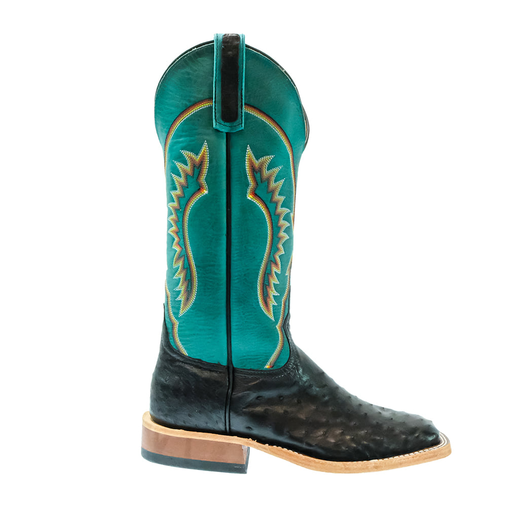 Anderson Bean Footwear Anderson Bean Sea Foam Barcelona and Black Ostrich Full Quill Men's Boots