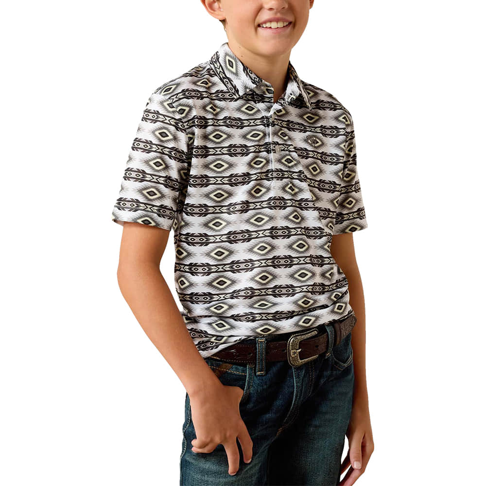 Ariat Apparel Ariat Boy's All Over Print Pristine White Geo Stripe