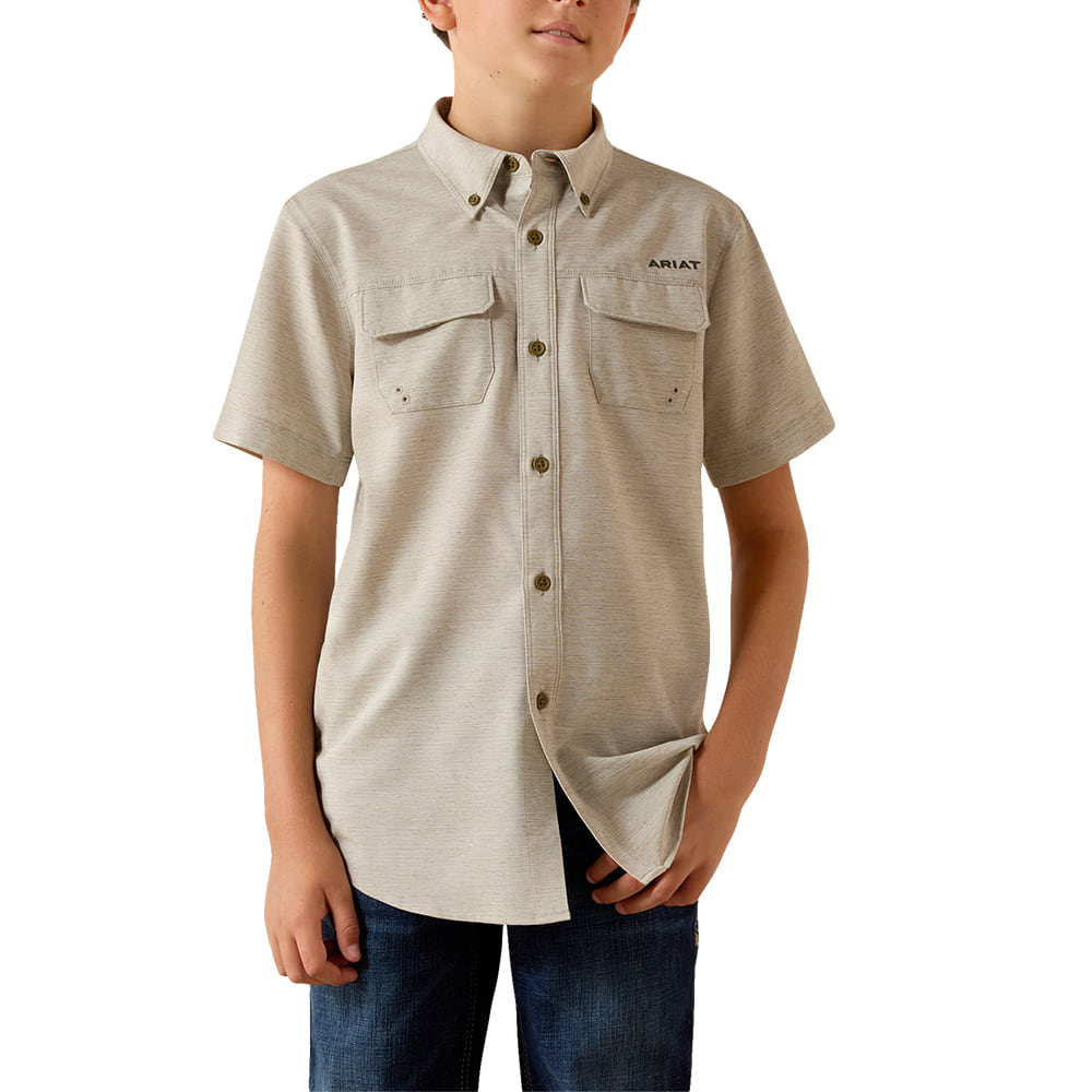 Ariat Apparel Ariat Boy's Green VentTEK Outbound Heathered Short Sleeve Shirt
