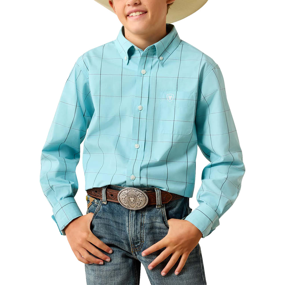 Ariat Apparel Ariat Boy's Pro Series Platt Shirt in Blue Elixir Plaid