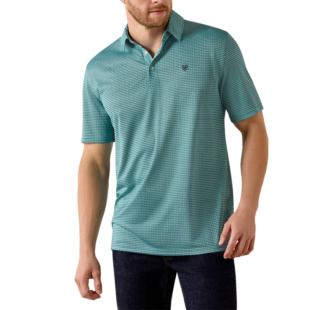 Ariat Apparel Ariat Men's All Over Angel Blue Print Classic Polo Short Sleeve Shirt