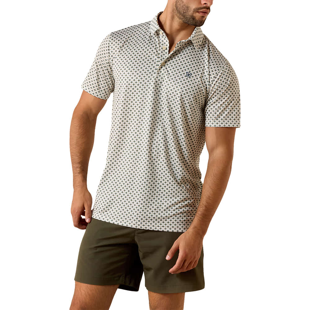 Ariat Apparel Ariat Men's All Over Off White Print Short Sleeve Shirt