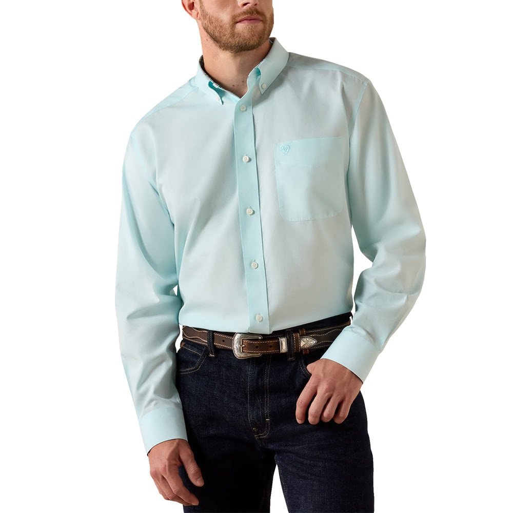 Ariat Apparel Ariat Men's Angel Blue Wrinkle Free Pinpoint Oxford Long Sleeve Shirt