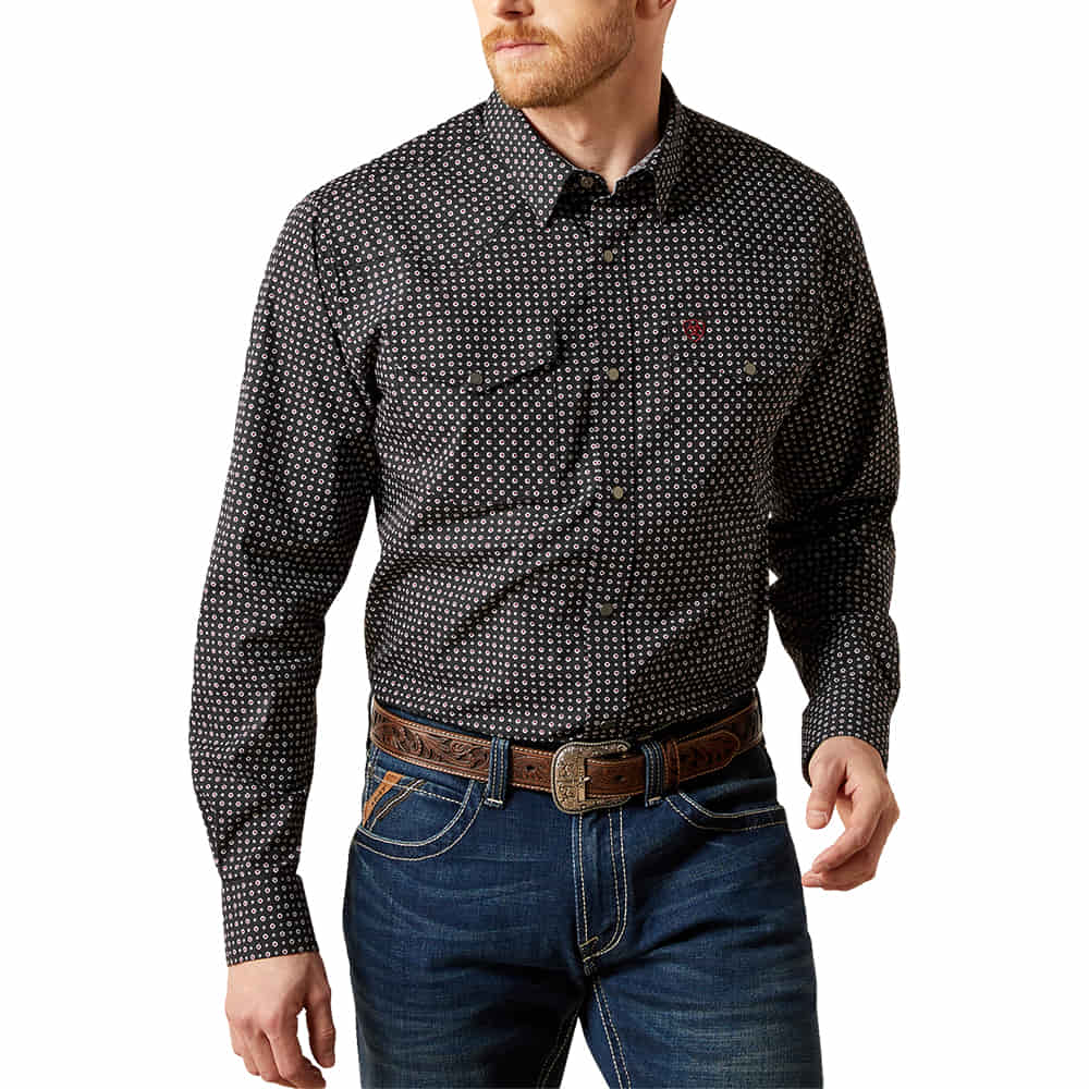 Ariat Apparel Ariat Men's Black Long Sleeve Wrinkle Free Johnson Fitted Shirt