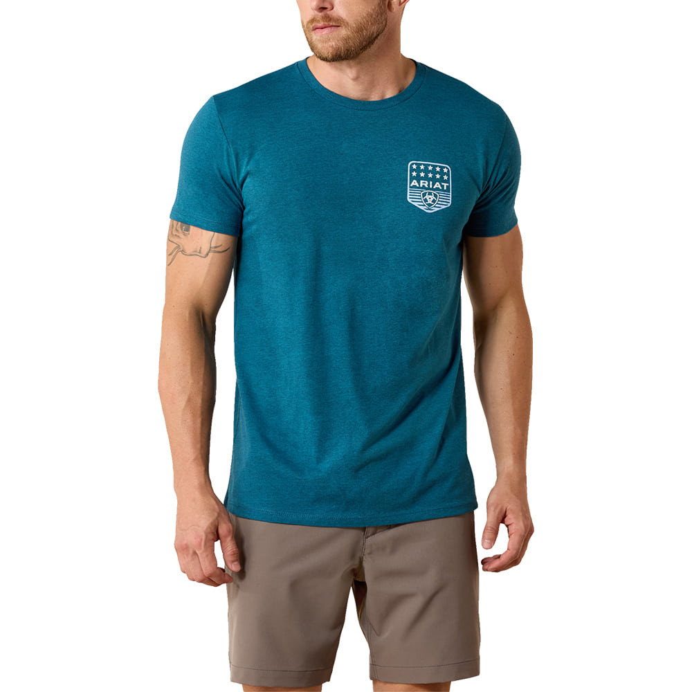 Ariat Apparel Ariat Men's Blue Patriotic Badge  T-Shirt