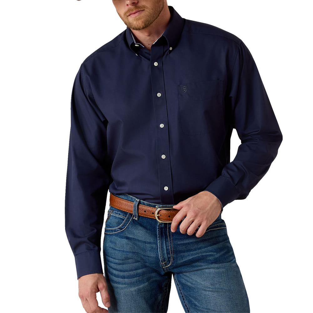 Ariat Apparel Ariat Men's Blue Wrinkle Free Long Sleeve Solid