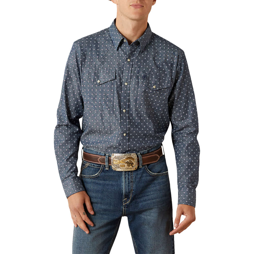 Ariat Apparel Ariat Men's Chambray Blue Fitted Trip Shirt