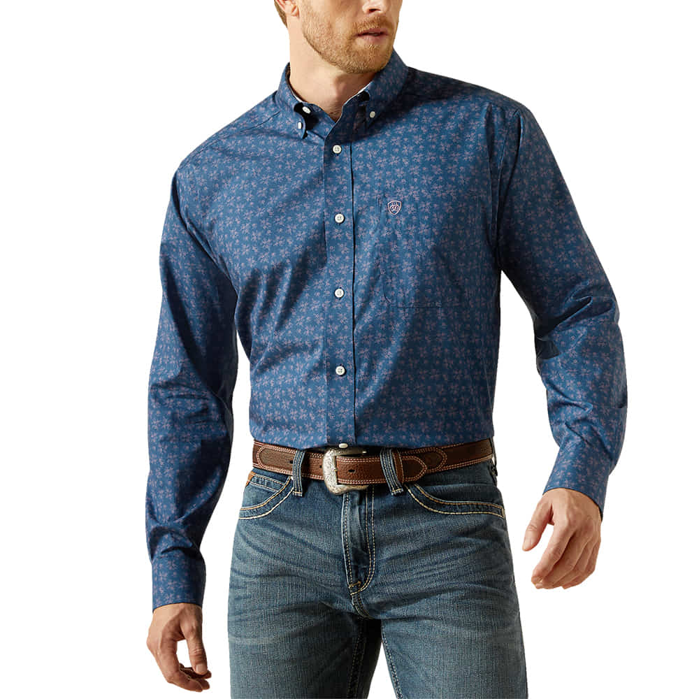Ariat Apparel Ariat Men's Dream Blue Darwin Wrinkle Free Long Sleeve Button-Down Shirt