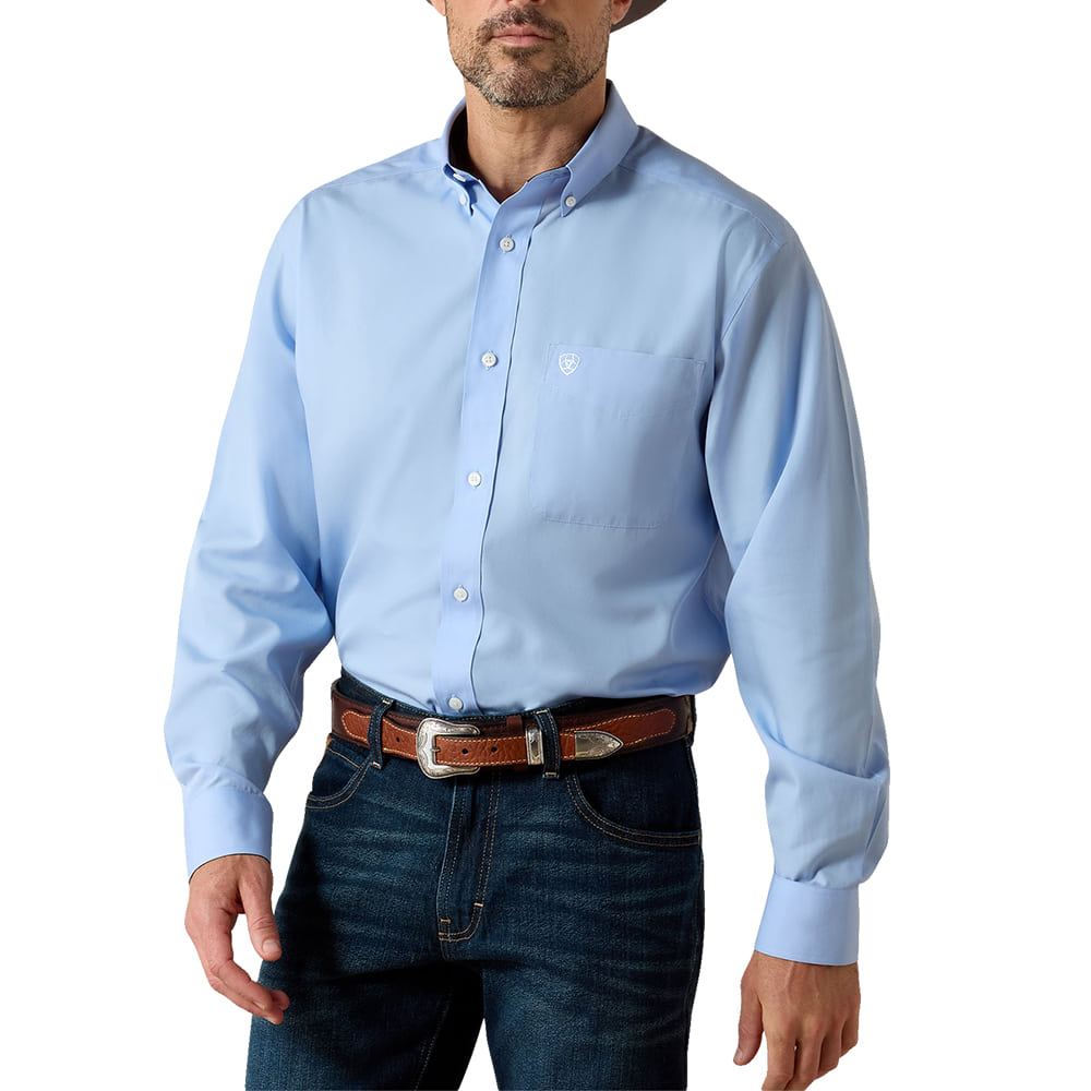 Ariat Apparel Ariat Men's Light Blue Wrinkle Free Solid Long Sleeve Shirt