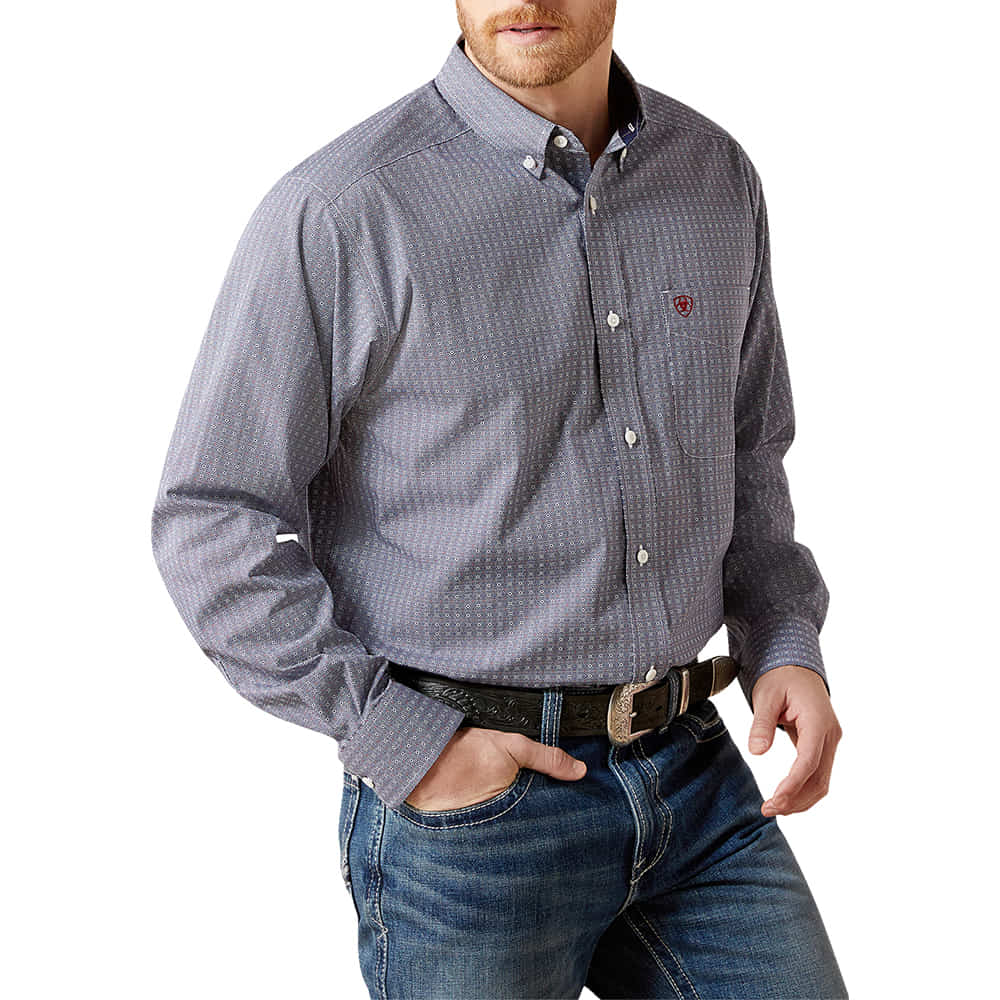 Ariat Apparel Ariat Men's Navy Bowen Classic Fit Wrinkle Free Long Sleeve Shirt