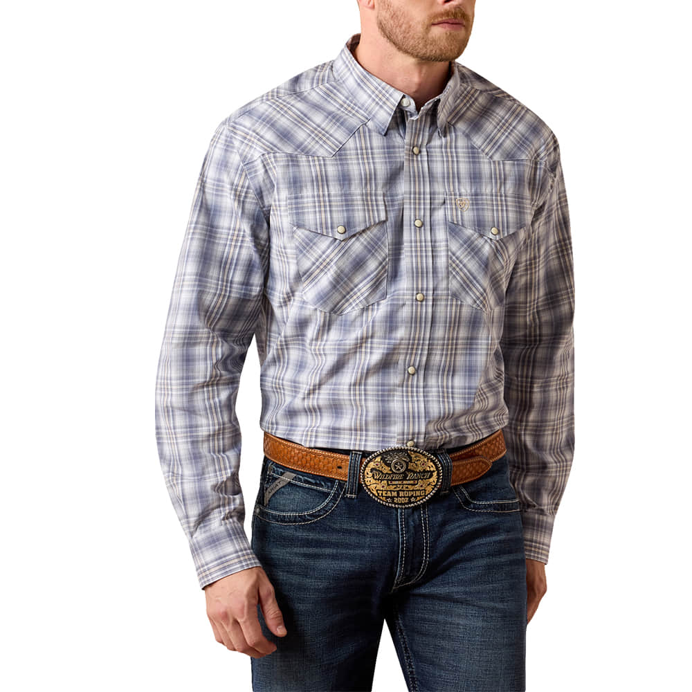 Ariat Apparel Ariat Men's Night Shadow Blue Plaid Pro Series Long Sleeve Snap Finley Shirt