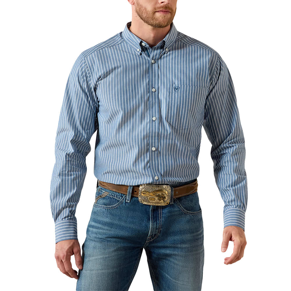 Ariat Apparel Ariat Men's Poseidon Stripe Pro Series Judah Fitted Button-Down Long Sleeve Shirt