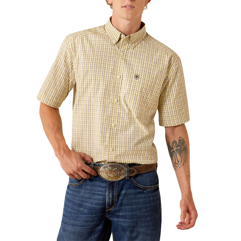 Ariat Apparel Ariat Men's Sunlight Plaid Pro Series Priestly Button-Down Short Sleeve Shirt