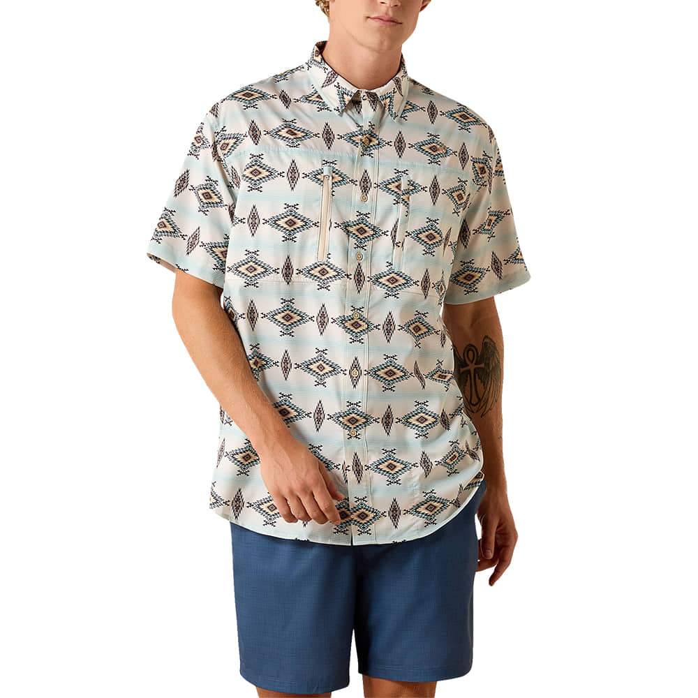 Ariat Apparel Ariat Men's Ventek Short Sleeve Shirt in Off White