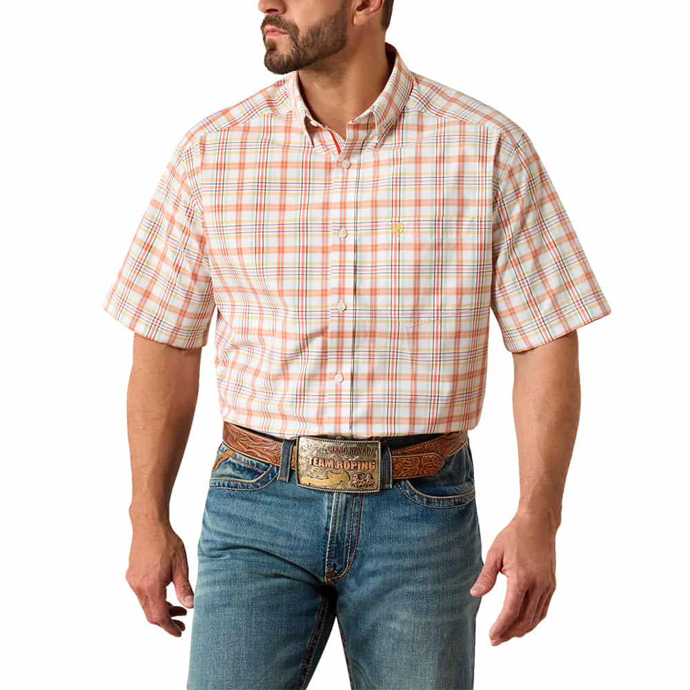 Ariat Apparel Ariat Men's White Plaid Pro Series Nico Short Sleeve Shirt